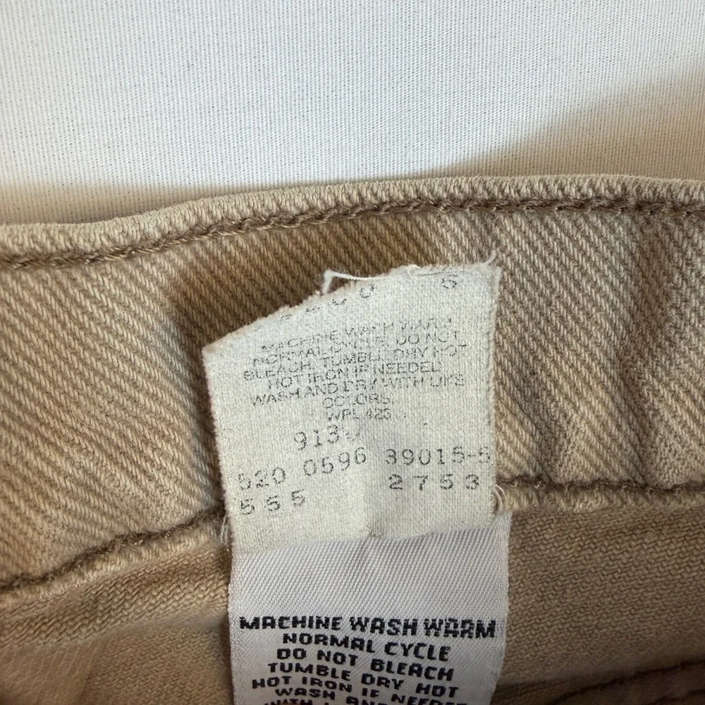 Vintage 90s Levis 555 Relaxed Fit Straight Leg Jeans Tan Khaki USA Mens *33x29*